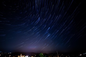 Fototapeta na wymiar Stars trails on night sky