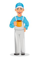 Painter man. Decorator cartoon character