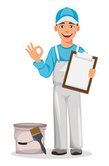 Painter man. Decorator cartoon character