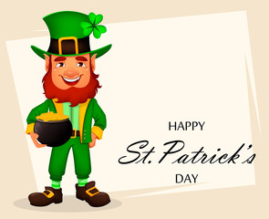 Saint Patrick day. Cartoon character Leprechaun