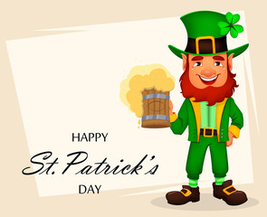 Saint Patrick day. Cartoon character Leprechaun