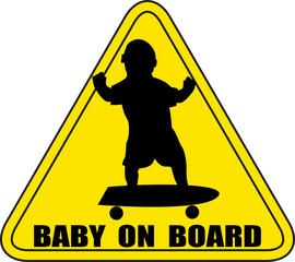 Baby On Board Skateboard Silhouette Sign No Background
