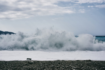 Fototapeta na wymiar Waves crashing in Greece 2019