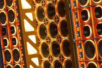 colorful lights of stereo and speakers decorative on car