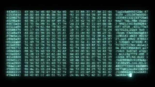 noisy distorted glitched fast long scrolling programming security hacking code data flow stream on blue display new quality numbers letters coding techno joyful video 4k stock footage