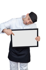 Elderly chef on white background isolated