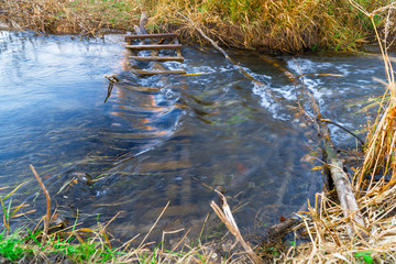 Water flows in a small river