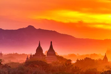 Poster Zonsondergang boven Bagan © Will Redeker