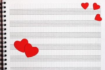 Love, music and hearts. Valentine's day. The concept of music and love.