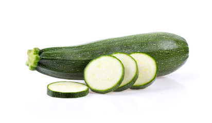  fresh zucchini with slice isolated on white background