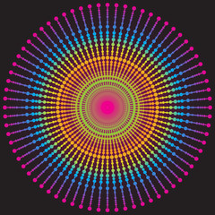 Rainbow gradient vintage round pattern on dark © Olga Drozdova