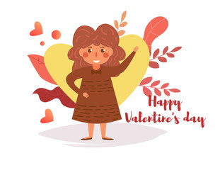 Happy Valentine's day Vector. Cartoon. Isolated art on white background. Flat