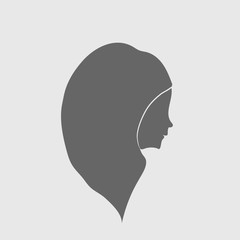 Silhouette girl religion prayer head with scarf.