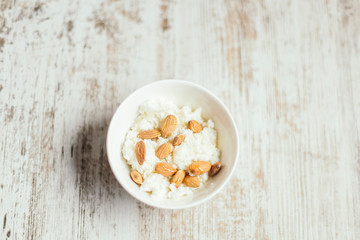 cottage cheese with almonds and honey