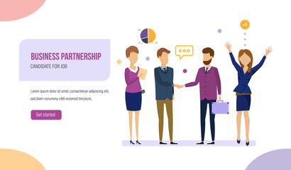 Business partnership, successful interview, selection of candidate for job.