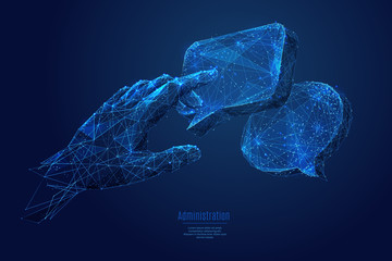 Touch on dialogue low poly blue