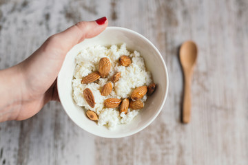 cottage cheese with almonds and honey