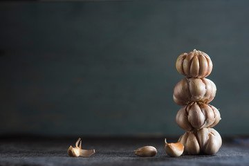  Garlic on a dark background