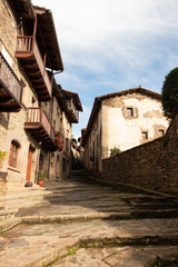 street in old medieval  town of  Rupit.  Catalonia. Spain