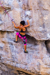 Climbing sports are very popular for tourists on Railay Island, Krabi,Thailand