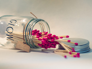 Jar with pinkhead matches