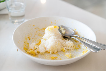 empty white dish with some dirty