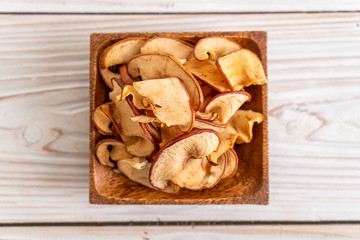 Homemade dried organic apple sliced