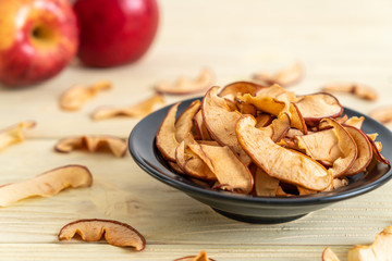 Homemade dried organic apple sliced