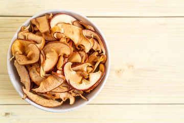 Homemade dried organic apple sliced