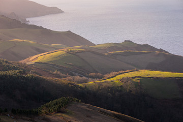Jaizkibel mountain next to the basque coast with the Atlantic ocean.