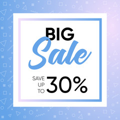 Colorfull sale banner, blue sky dual gradient background with geometric pattern