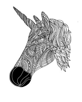 unicorn head zentangle style