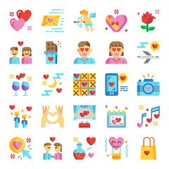 valentine's day pixel perfect flat icons