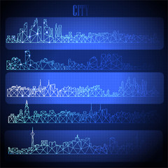 Set of vector cities in digital style.