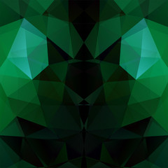 Geometric pattern, polygon triangles vector background in green, black  tones. Illustration pattern