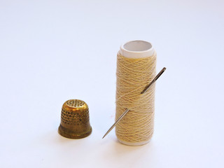 Colorful treads for sewing.Sewing supplies and accessories for needlework- scissors, needles,...