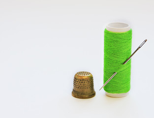 Colorful treads for sewing.Sewing supplies and accessories for needlework- scissors, needles,...