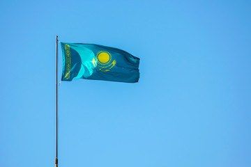 flag of Kazakhstan fluttering in the wind