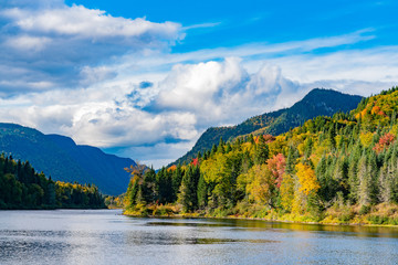 Naklejka premium Beautiful fall color of Jacques-Cartier National Park