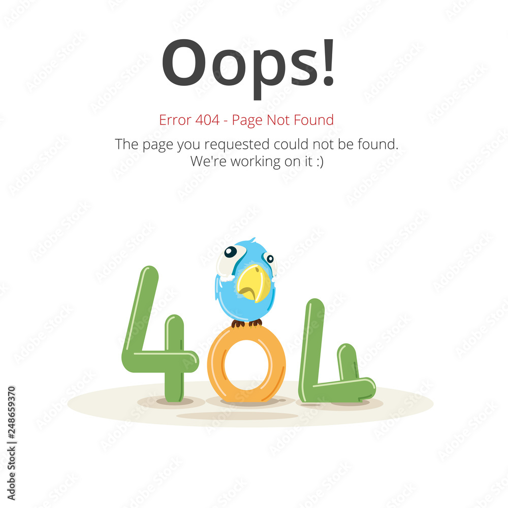 Poster Error 404 page layout vector design. Website 404 page creative concept. The page you requested could not be found. Oops 404 error page.