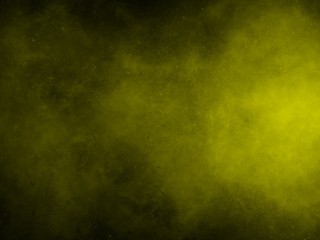 The yellow smoke is light in thedark background. Illustration from digitalpain for background.