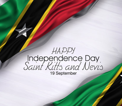 Vector illustration of Happy saint kitts and nevis Waving flags isolated on gray background ,19 septem.