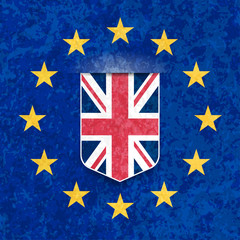 United Kingdom and European Union Shield label Illustration