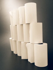 tape of white paper for cash on a black background.