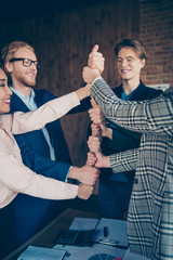 Vertical of nice chic elegant attractive beautiful clever smart intelligent sharks experts...