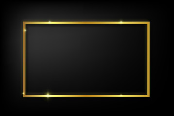 shiny gold rectangle frame on black