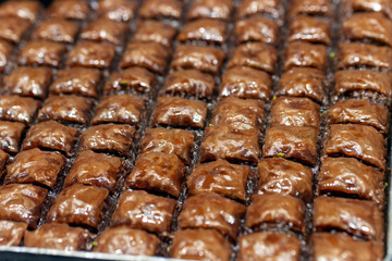 Baklava with pistachio, Turkish traditional dessert. Oriental sweets
