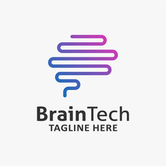 Fototapeta premium Brain tech logo design