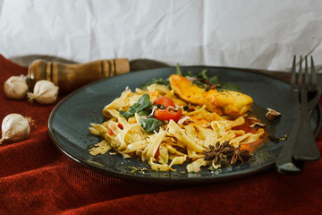 Chicken Fillet Smoked Paprika Sauce and Tagliatelle