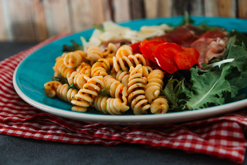 Pasta Torti with Carbonara and smoked bacon